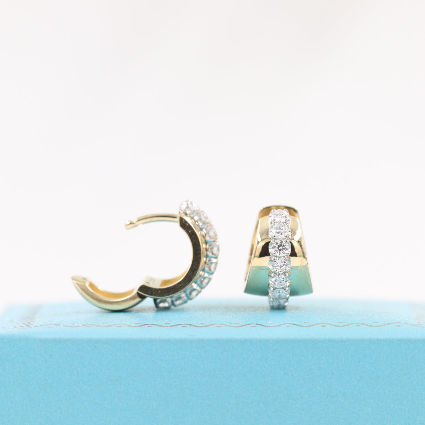 14K Diameter 12mm Diamond Earrings/Two Tone gold Natural Diamond Hoop Earrings/Diamond Hoops/Anniversary gift/Diamond Earrings/Gift for her