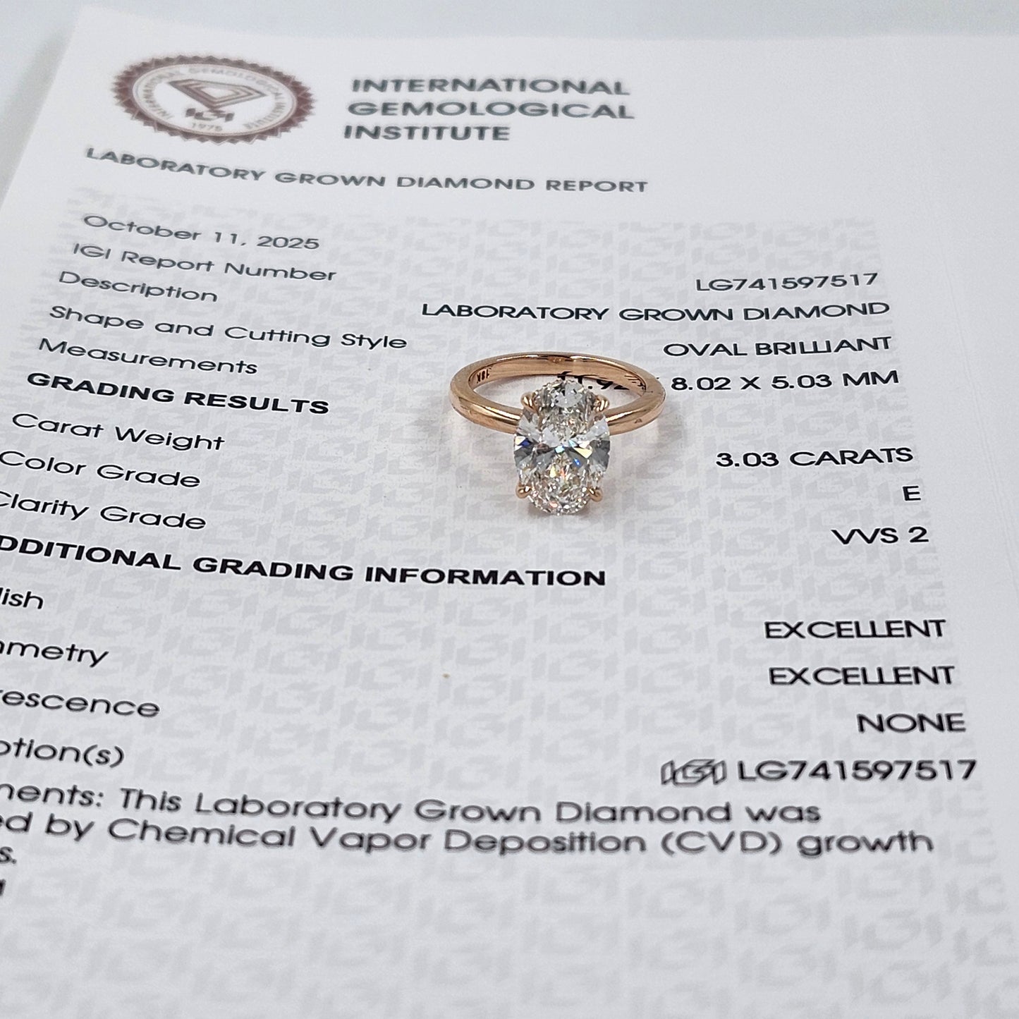 Lab Diamond Engagement Ring - 14K Gold 3ct Oval Diamond Hidden Halo Ring - Anniversary gift