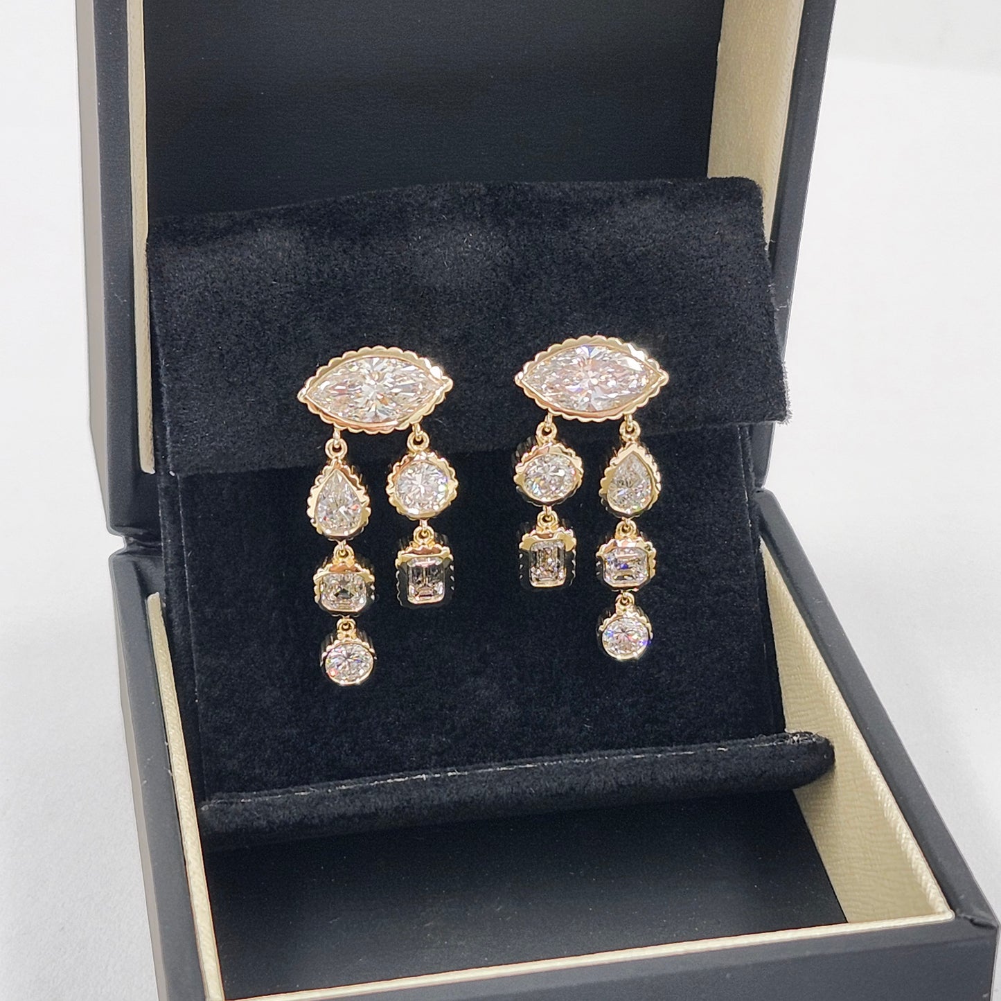 Multi Lab Diamonds Drop earrings (Pair) / Gifts for her /14K gold Lab-Diamonds Luxury Earrings / Anniversary Gift
