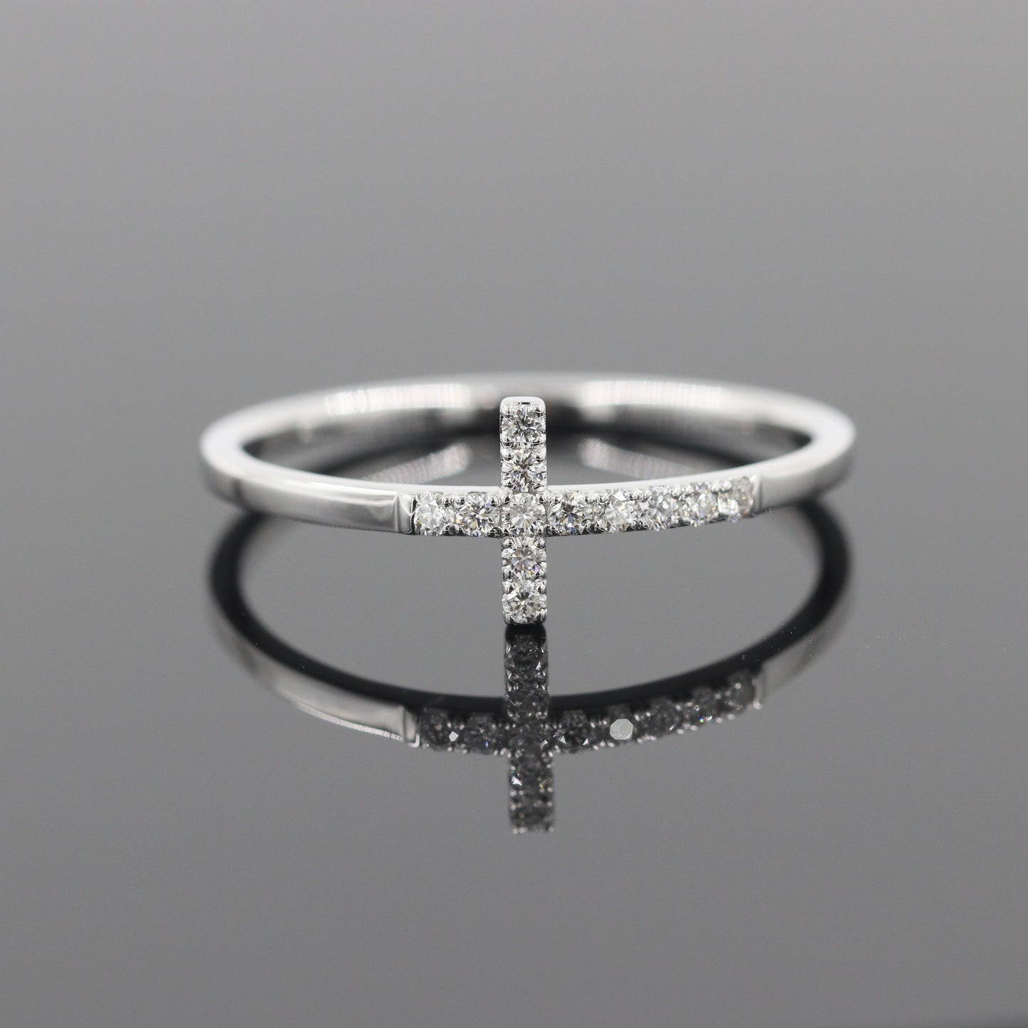 Diamond cross ring/14K Gold Natural Diamond Ring / Cross Wedding Ring / Christian Diamond Ring / Religious Ring / Gift for her