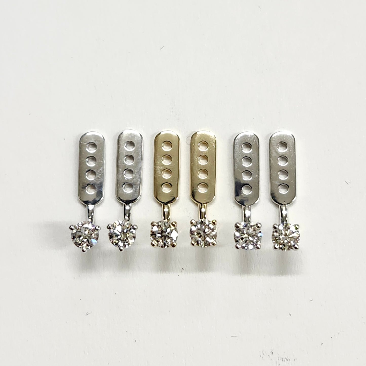 14K Gold Natural Diamond Jacket Earring : Four Prong Setting earring jacket - Anniversary gifts