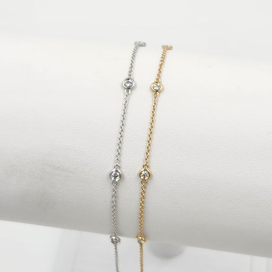 Five Natural Diamond Bracelet/14K gold 5 Bezel Total 0.15ct,0.25ct Diamond Bracelet/Diamond Bracelet/Minimalist Bracelet/Anniversary gift