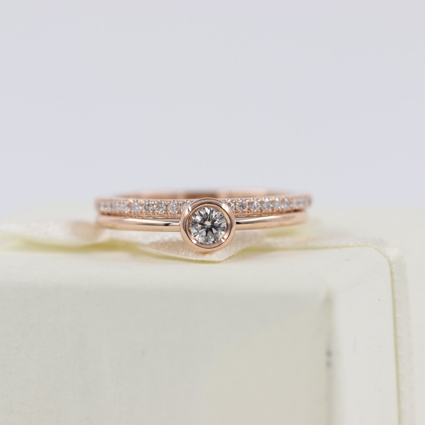 0.1ct Diamond Bezel Ring/Simple Diamond Engagement Ring/Single Natural Diamond Ring/14K gold Round Bezel Dainty Ring/anniversary Gift