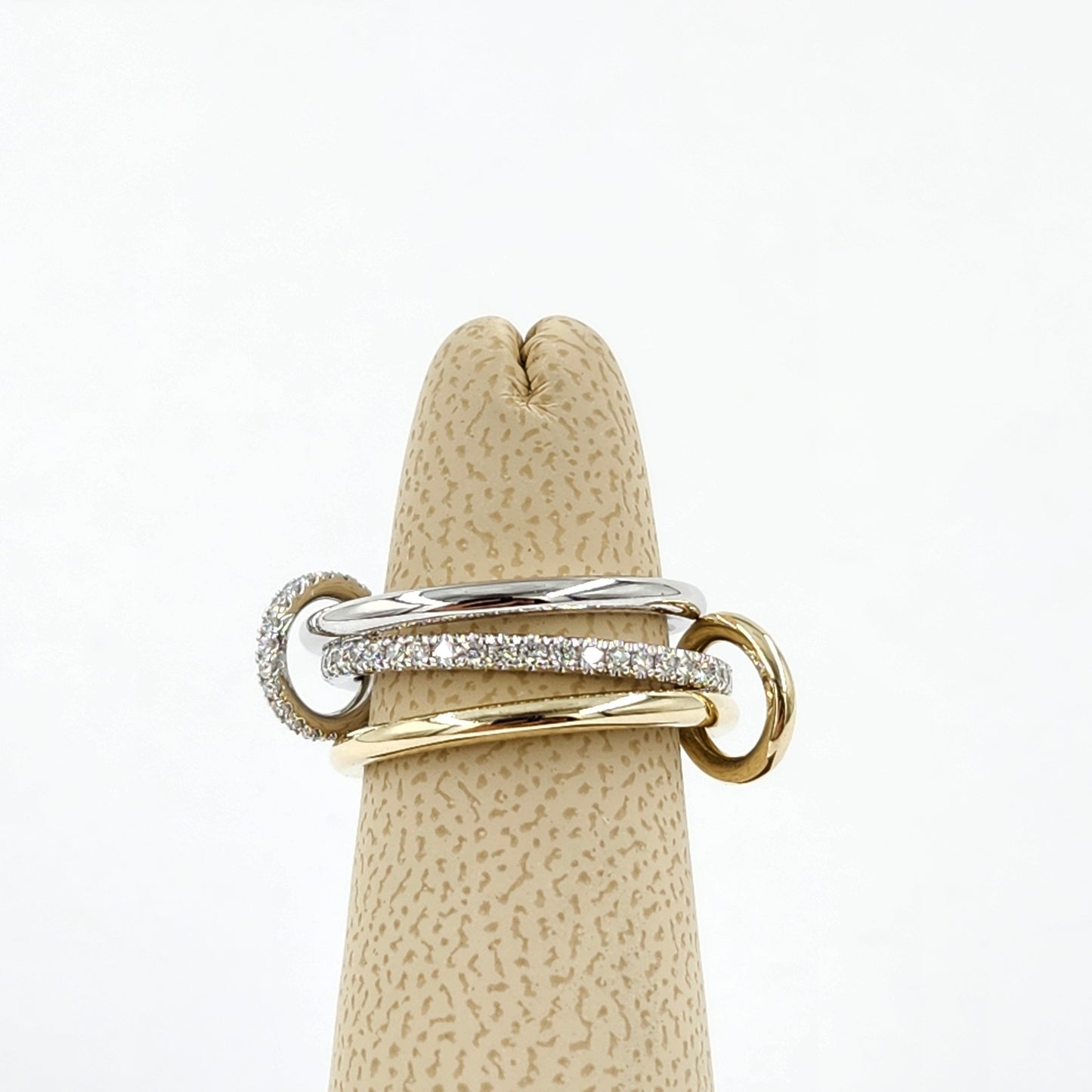 Stacking Rings with Connectors/14K gold 1.7mm Width 3 Bands with 2 connectors Natural Diamond Ring/Anniversary gift/Sean's Bundle of 3 Rings