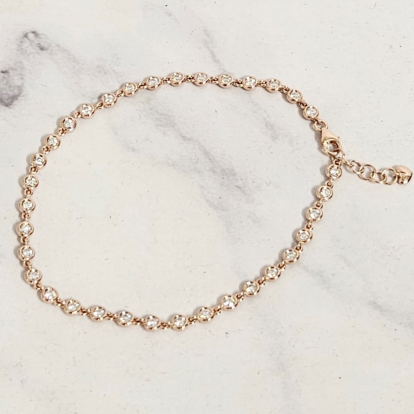 Tennis Bracelet/ Natural Diamond Tennis Bracelet/14k Gold Bezel Set Diamond Tennis Bracelet/Diamond Bracelet/Anniversary Bracelet