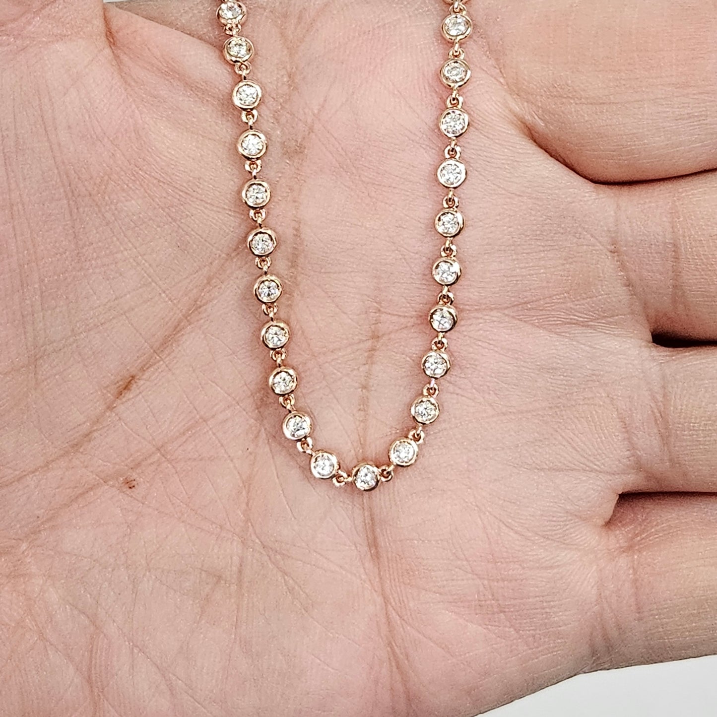 Tennis Bracelet/ Natural Diamond Tennis Bracelet/14k Gold Bezel Set Diamond Tennis Bracelet/Diamond Bracelet/Anniversary Bracelet