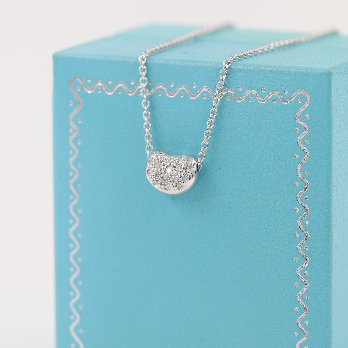 Diamond Bean Pendant /14k Solid Gold Minimalist Diamond Bean Pendant /Natural Brilliant Cut Diamond Necklace /Anniversary Gift