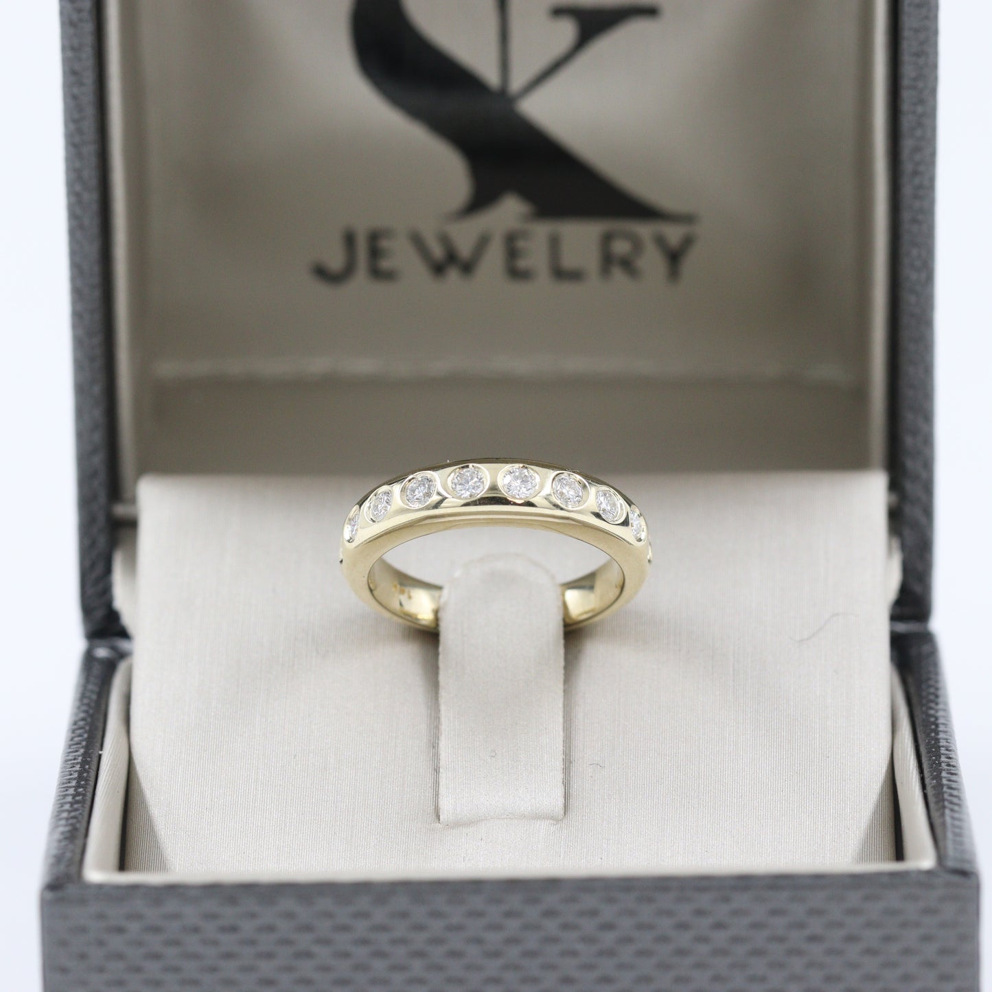 14k Solid Gold Stack Ring with Diamonds 10 Stones/Stackable Diamond Ring/Women's Wedding Ring/ Unique Simple Wedding Band/Anniversary Gift