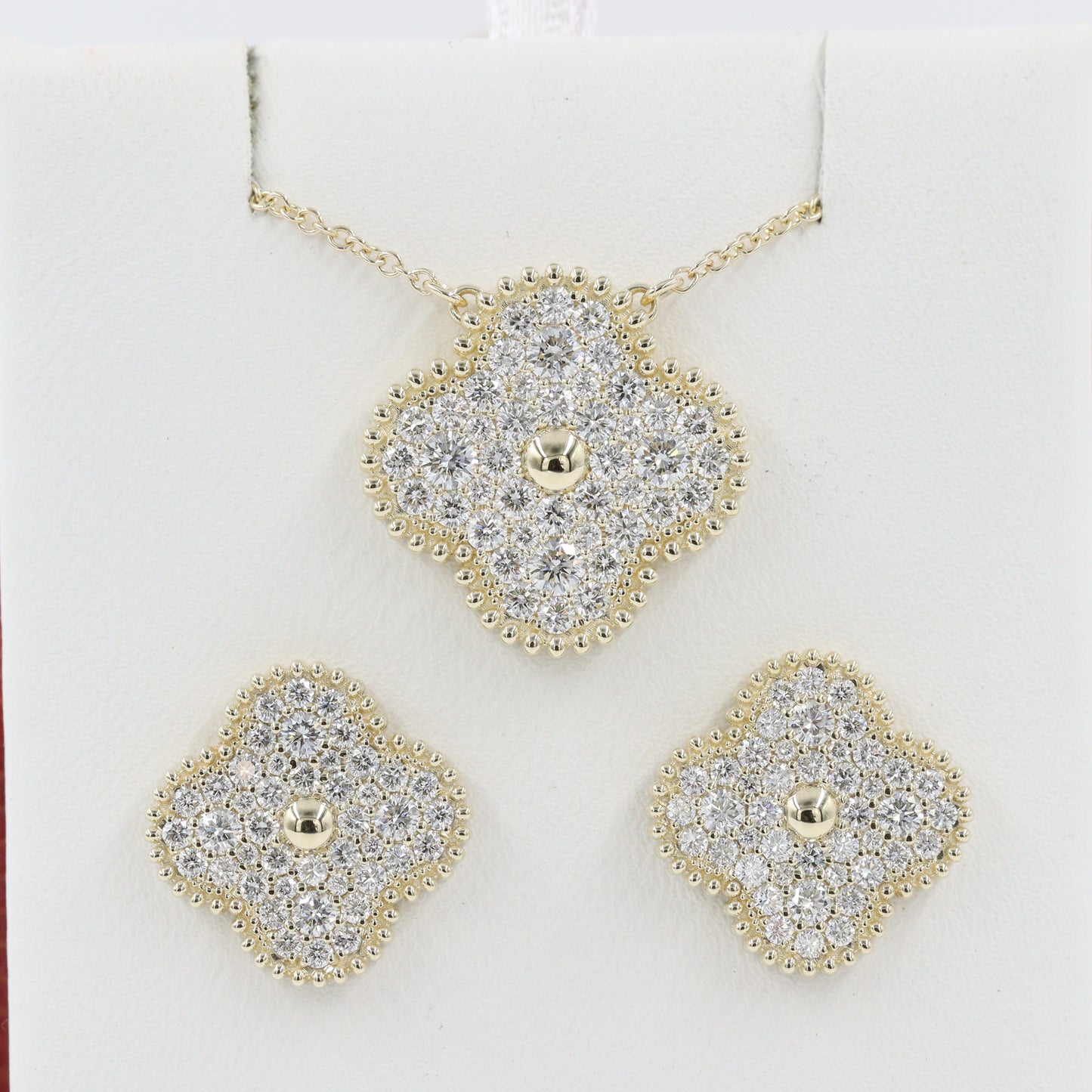 15mm Diamond Clover Earrings/ 14K and 18K Clover Classic Cluster Stud Earrings/ Natural Diamond Stud Earrings 88 Stones/ Anniversary Gift