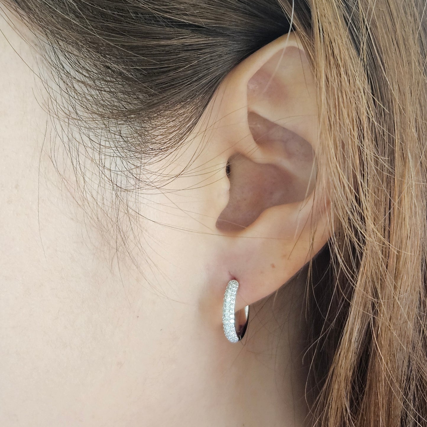 Handmade 3Row Lab Diamond Hoop Earrings/3Row Diamond Width 2.6mm hoop Earrings/Diamond hoop earring/Anniversary gift