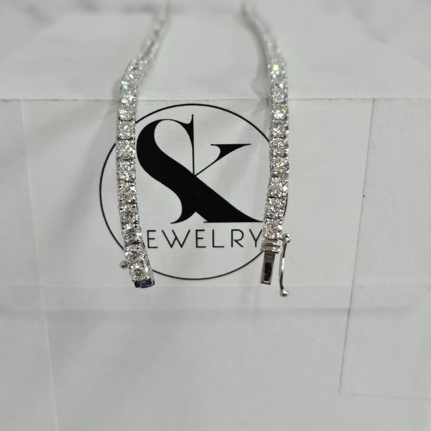 17ct Diamond Tennis Necklace/Natural Round Diamond Tennis Necklace/Diamond Engagement Necklace/Four prong Tennis Necklace/Anniversary Gift