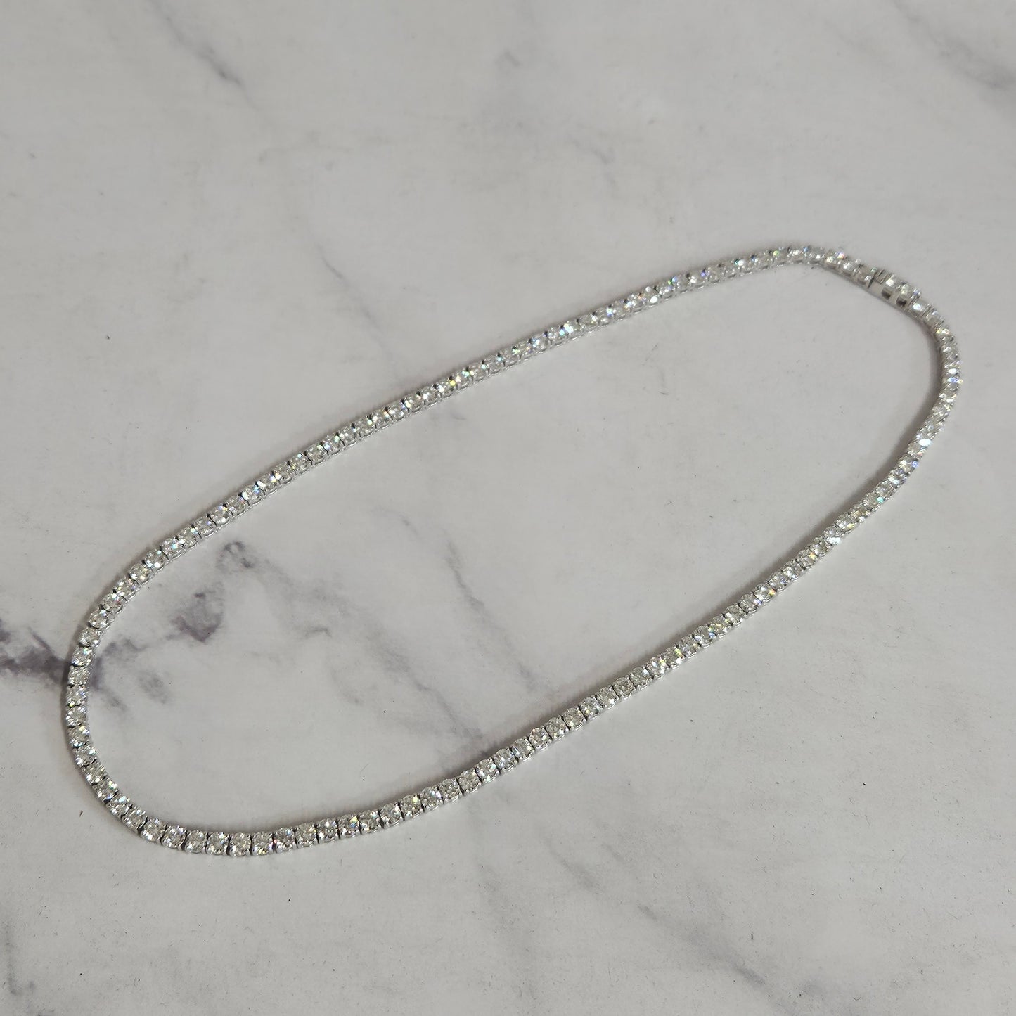 17ct Diamond Tennis Necklace/Natural Round Diamond Tennis Necklace/Diamond Engagement Necklace/Four prong Tennis Necklace/Anniversary Gift