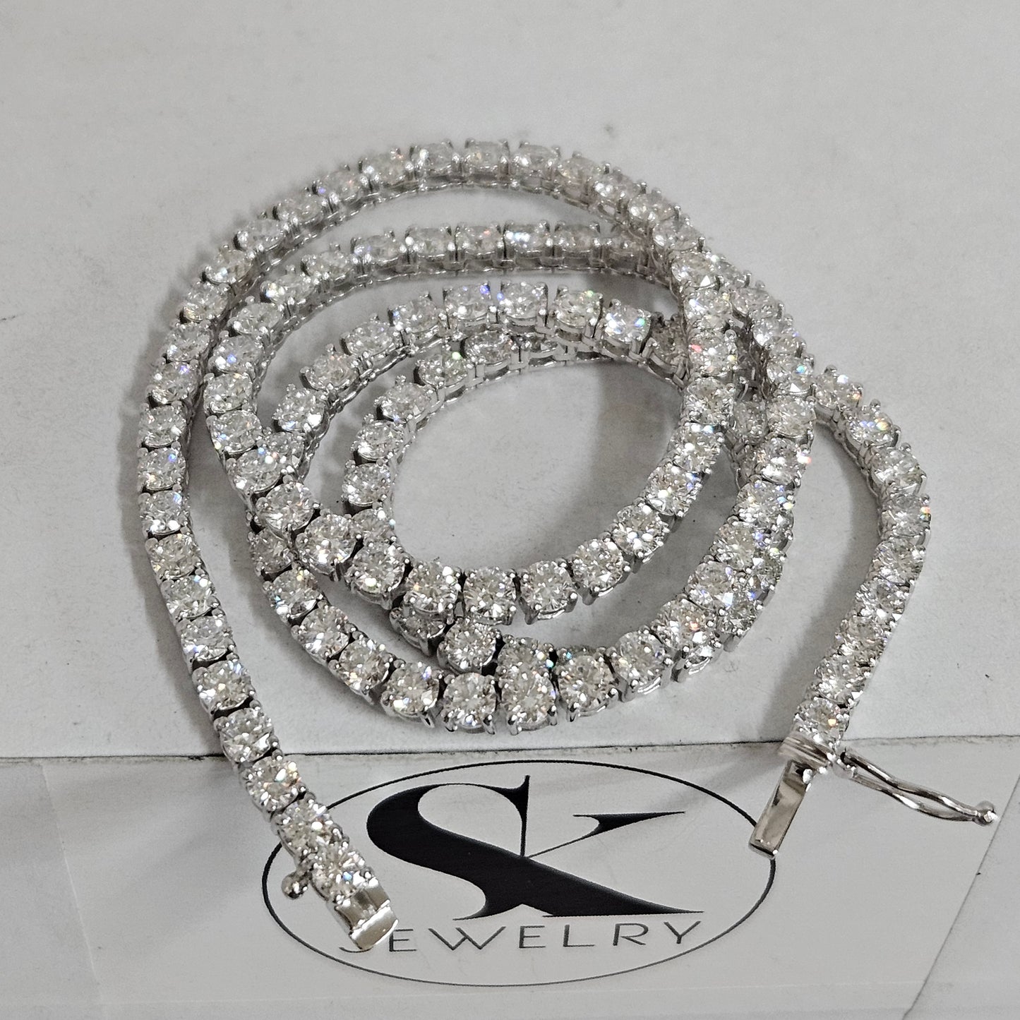 17ct Diamond Tennis Necklace/Natural Round Diamond Tennis Necklace/Diamond Engagement Necklace/Four prong Tennis Necklace/Anniversary Gift