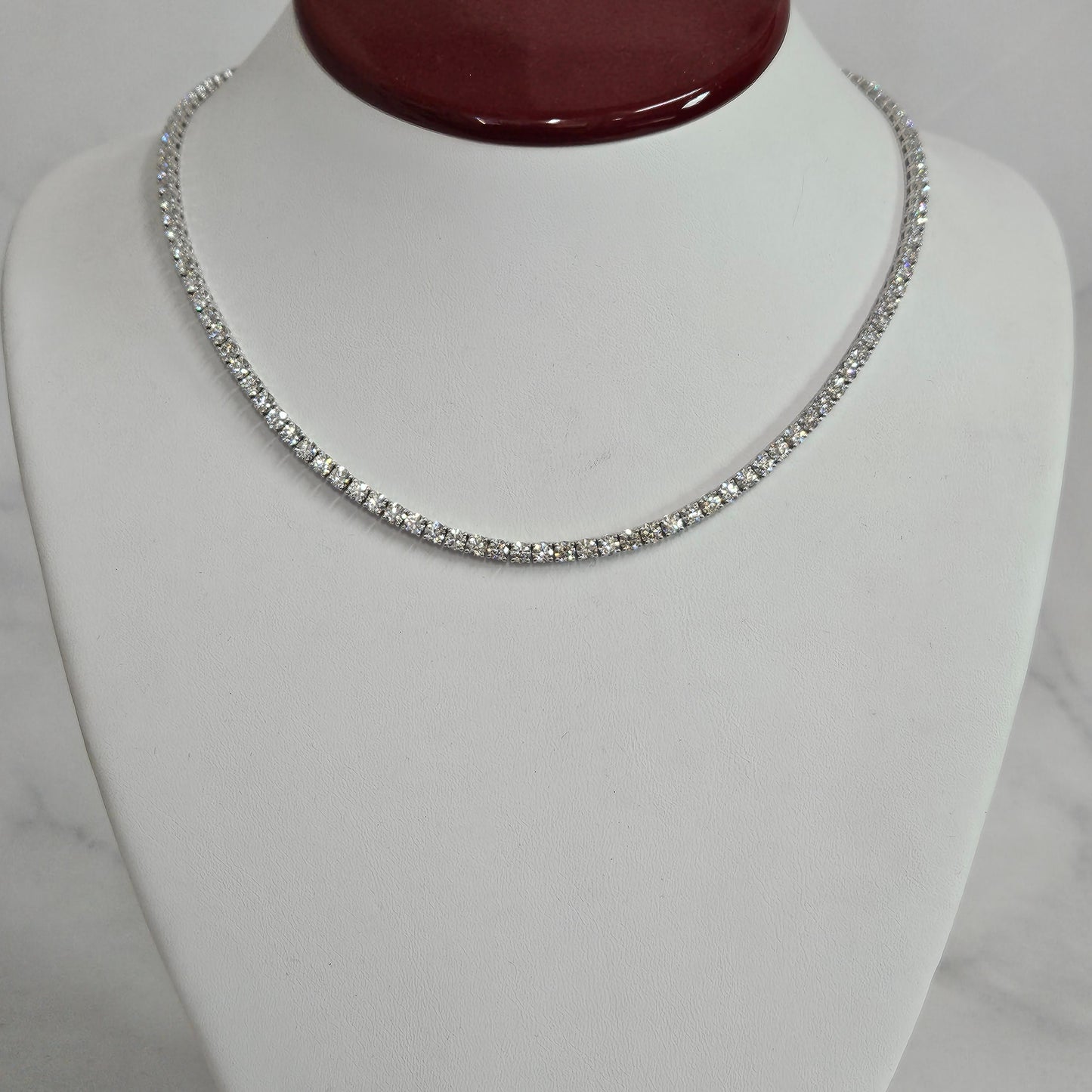 17ct Diamond Tennis Necklace/Natural Round Diamond Tennis Necklace/Diamond Engagement Necklace/Four prong Tennis Necklace/Anniversary Gift