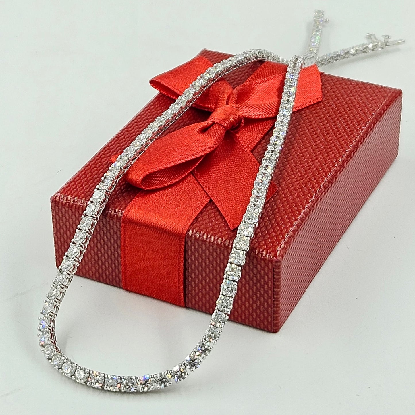 17ct Diamond Tennis Necklace/Natural Round Diamond Tennis Necklace/Diamond Engagement Necklace/Four prong Tennis Necklace/Anniversary Gift