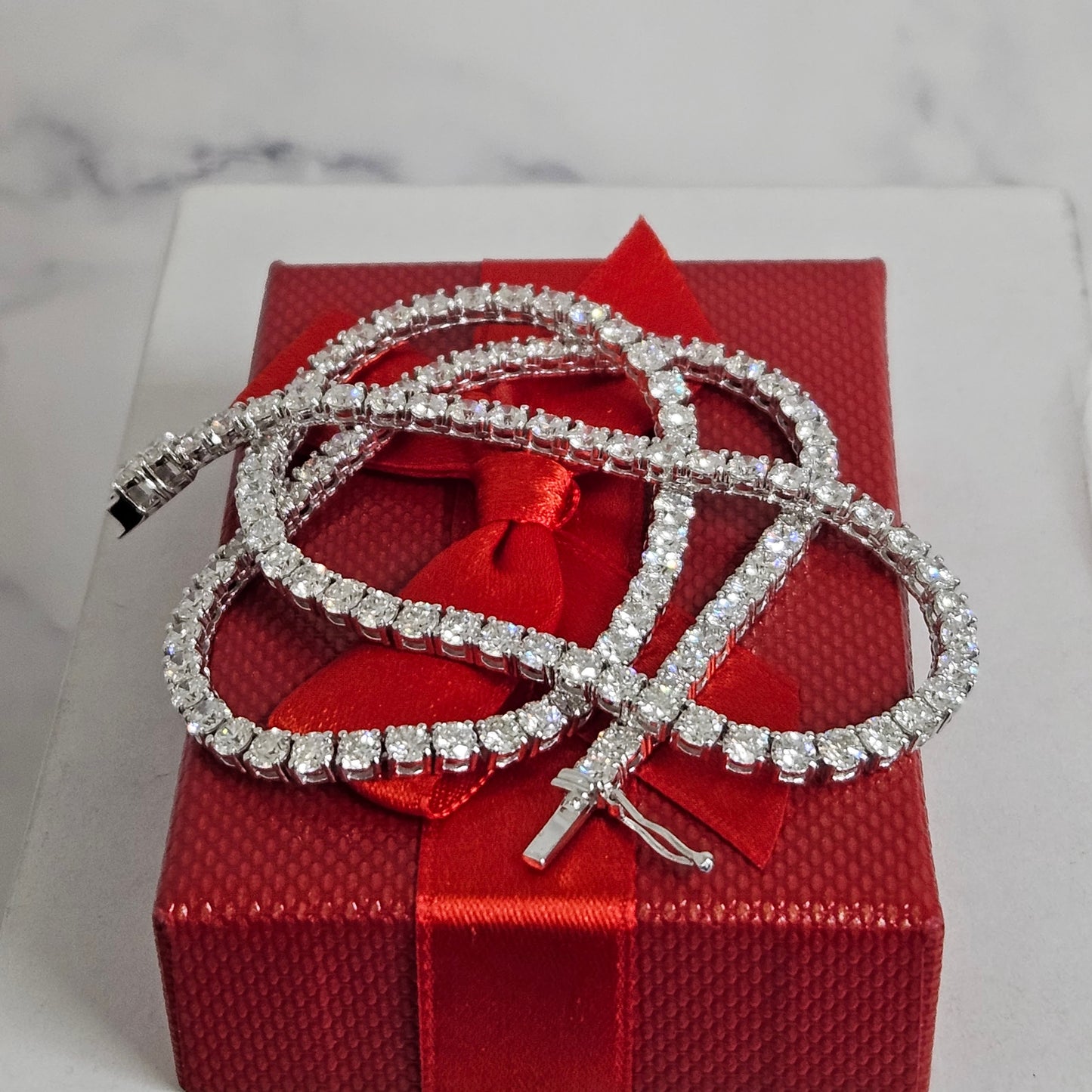 17ct Diamond Tennis Necklace/Natural Round Diamond Tennis Necklace/Diamond Engagement Necklace/Four prong Tennis Necklace/Anniversary Gift