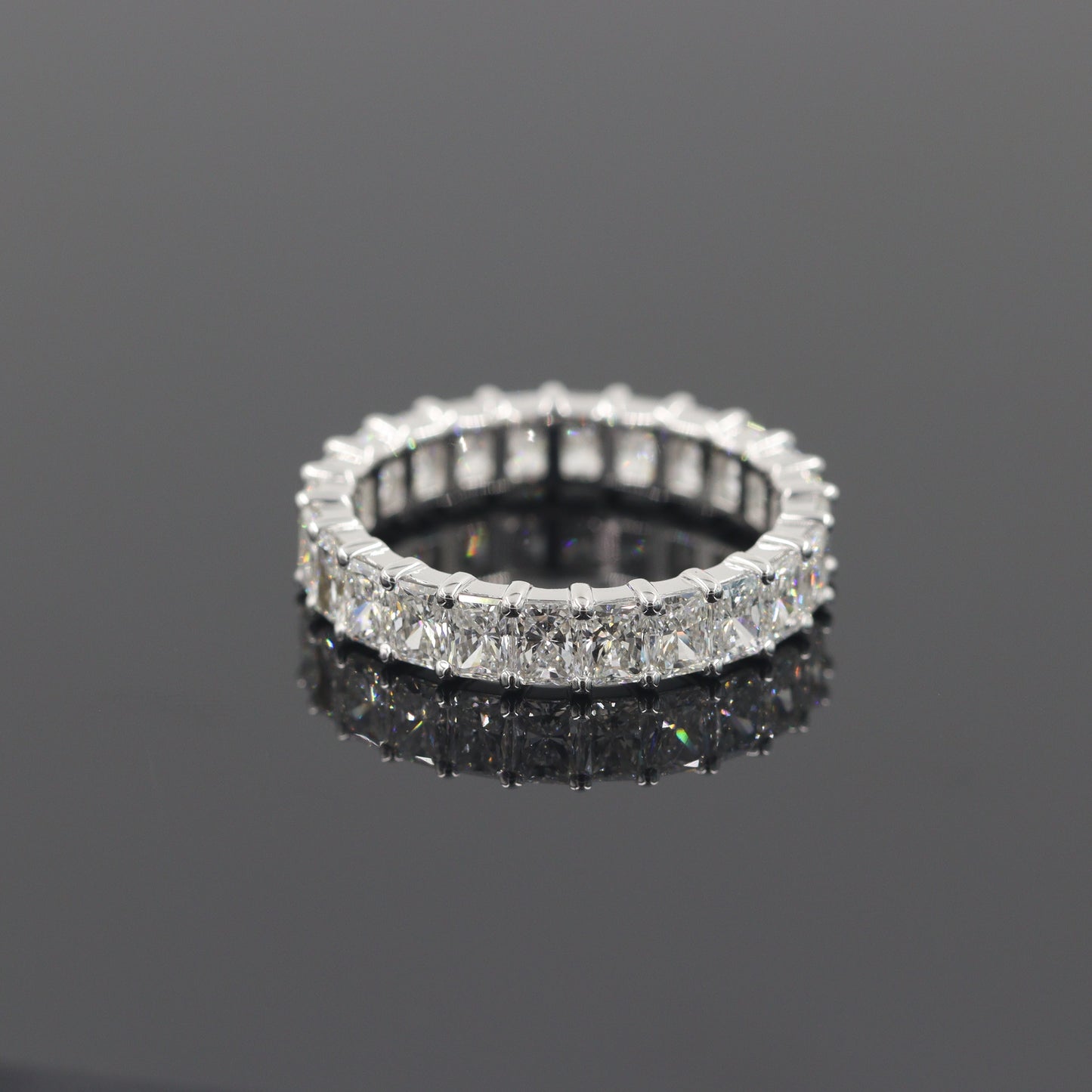 Radiant Cut Natural Diamond Eternity Band - 18K Gold Stackable Set low Wedding Ring - Anniversary gift