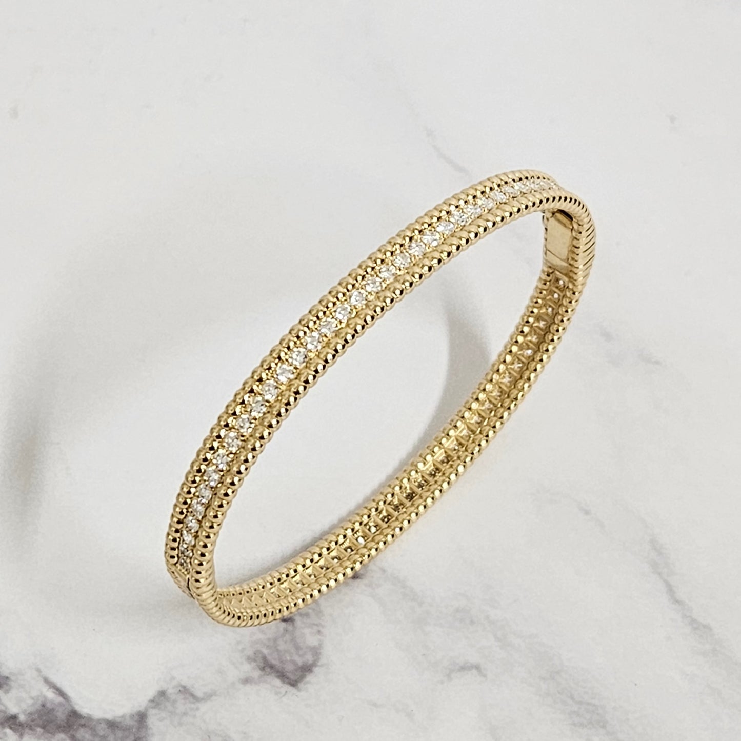 18K gold Diamond 1 Row Full-Eternity Bead Bracelet