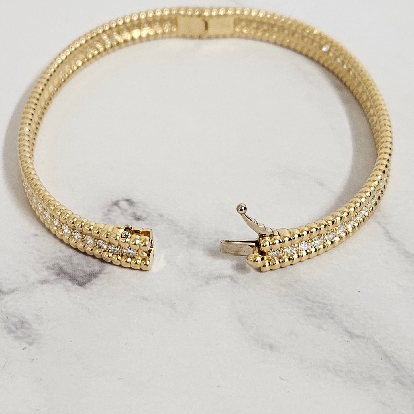 18K gold Diamond 1 Row Full-Eternity Bead Bracelet