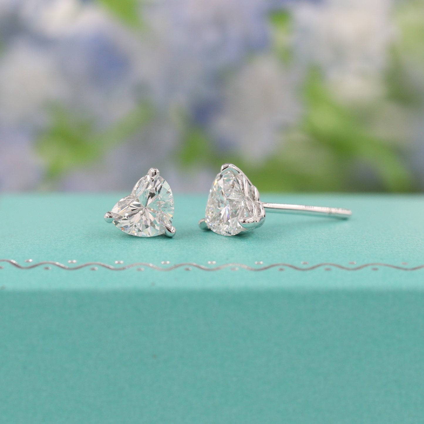 Stunning Heart Shape Earrings Studs/ 1 Carat Lab Grown Diamond stud Earrings/ 14k 18K Solid White Gold/ Lab Diamond Studs/ Anniversary gift