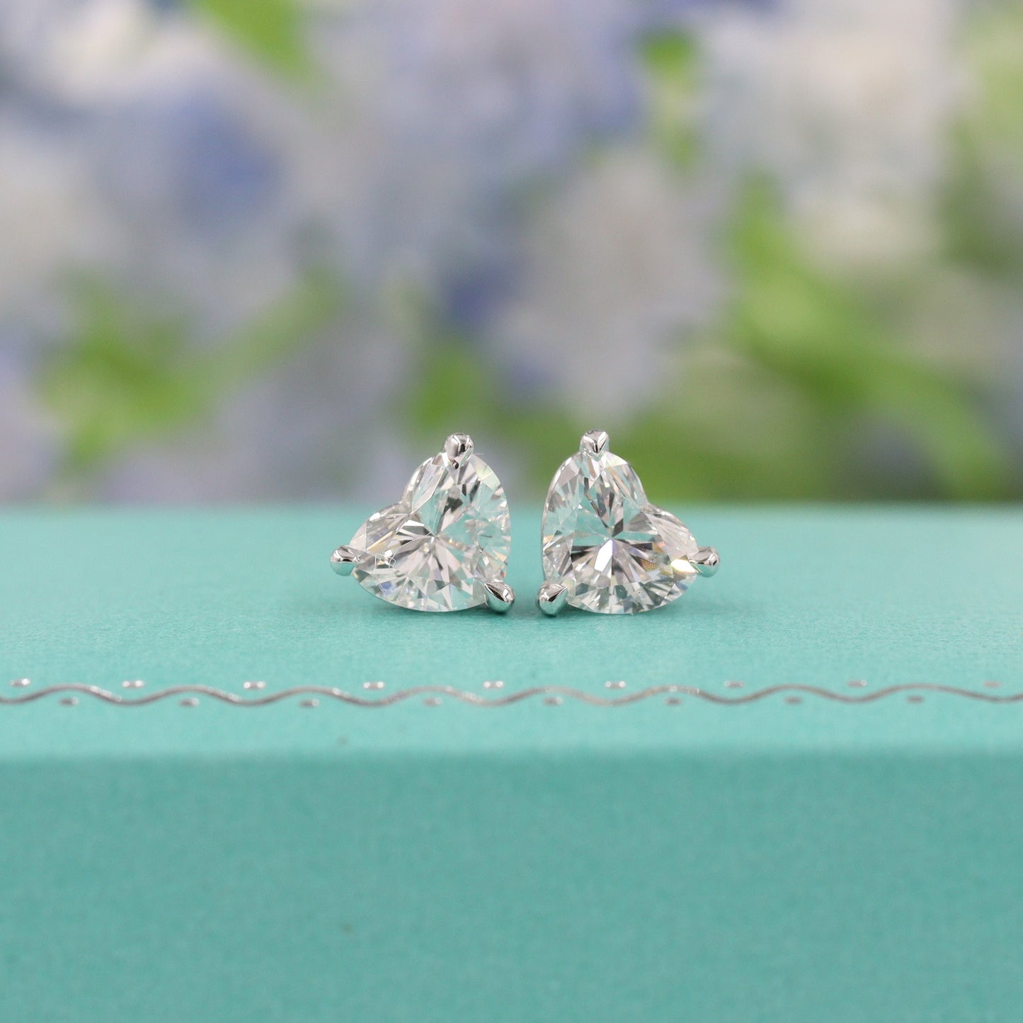 Stunning Heart Shape Earrings Studs/ 1 Carat Lab Grown Diamond stud Earrings/ 14k 18K Solid White Gold/ Lab Diamond Studs/ Anniversary gift