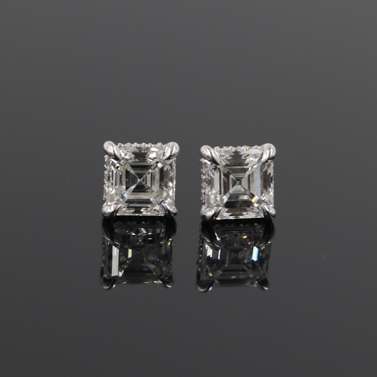 Asscher Cut Lab Diamond Stud Earrings: 14k Gold Wedding Jewelry - Anniversary gift