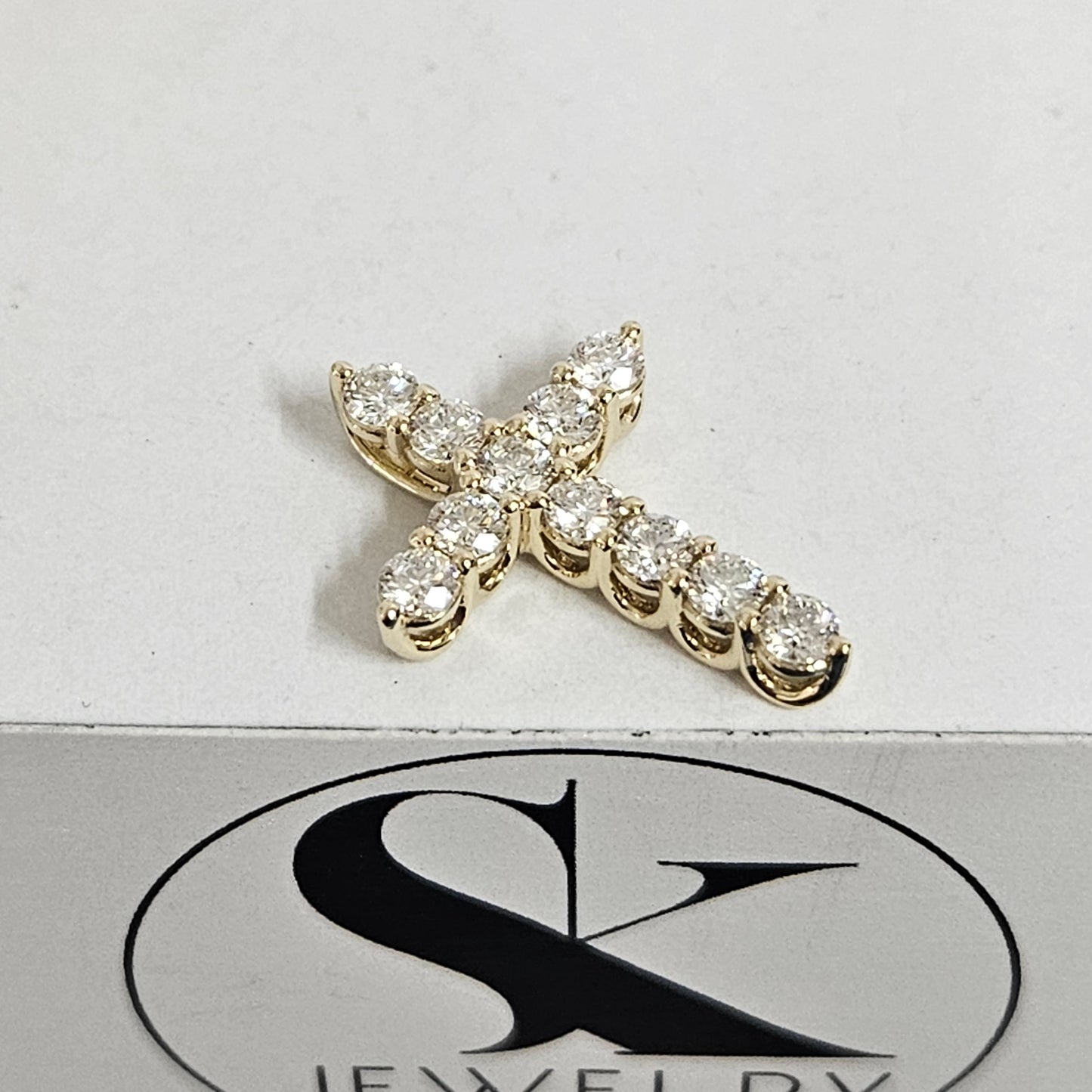 1ct Round Diamond Cross Pendant / Religious Diamond Cross Pendant / Adjustable Length / 14K Gold Cross Necklace / Anniversary Gift