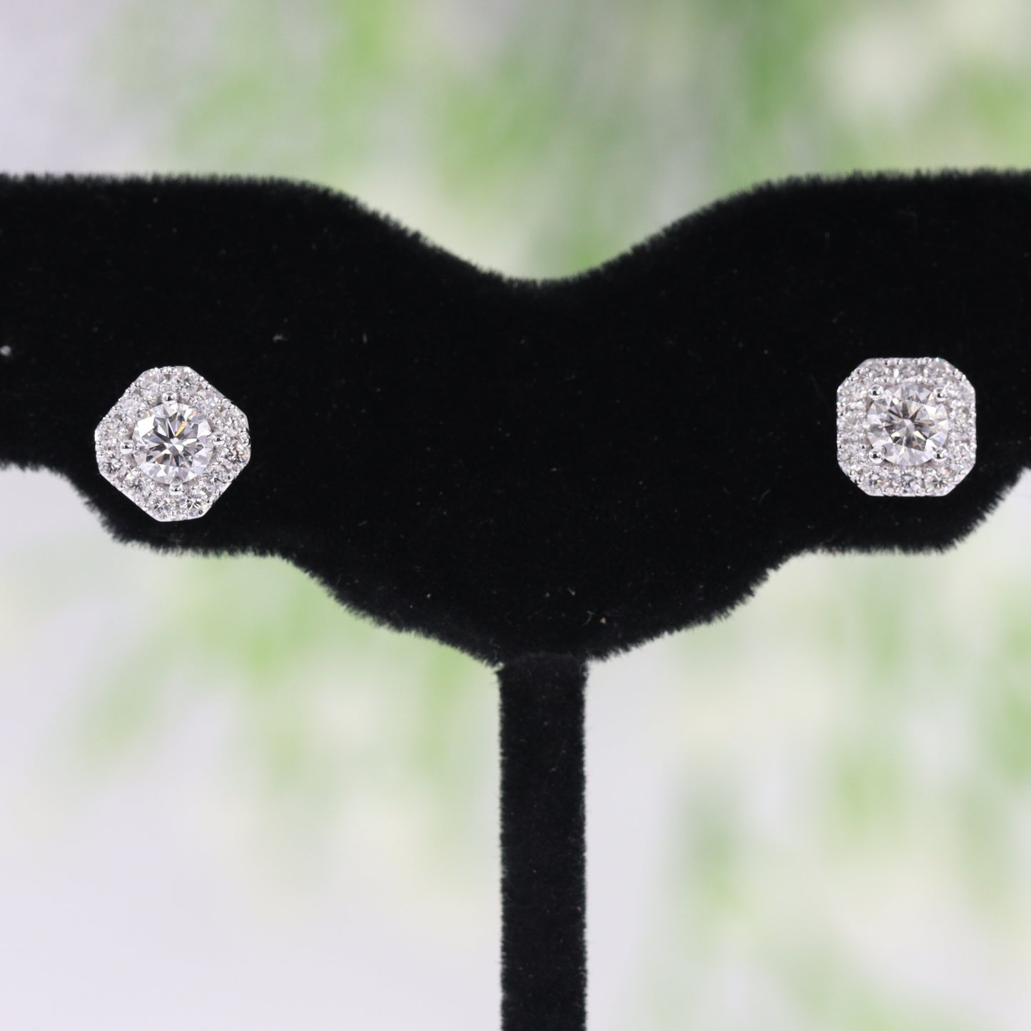 Men's Stud Natural Diamond Earrings/Halo Earrings/Diamond Earrings/14K 18K Gold Diamond Women's & Men's Stud Earrings/Anniversary gift