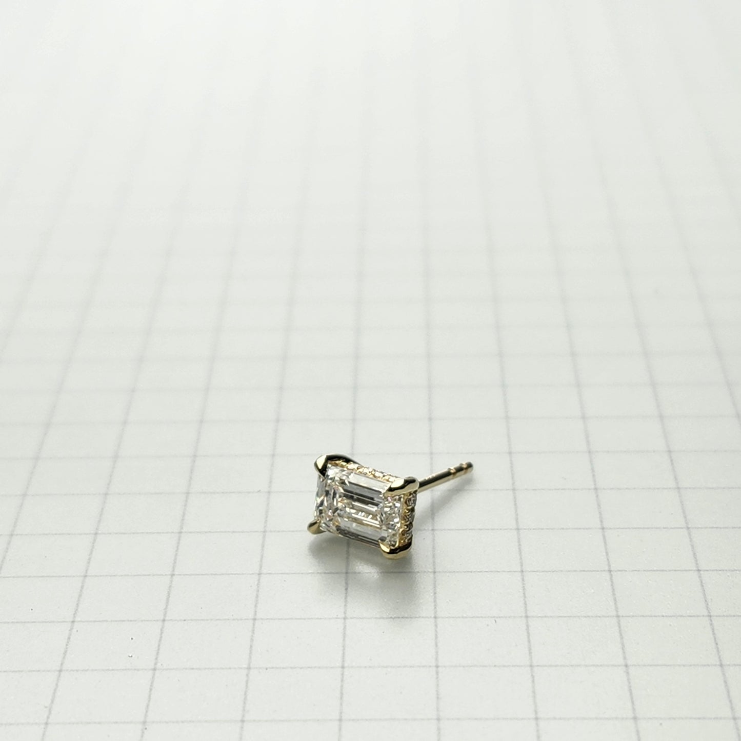 Emerald Cut Lab Grown Diamond Stud Earrings: 14k Gold Wedding Jewelry - Anniversary gift
