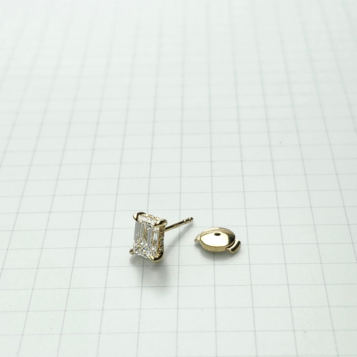 Emerald Cut Lab Grown Diamond Stud Earrings: 14k Gold Wedding Jewelry - Anniversary gift