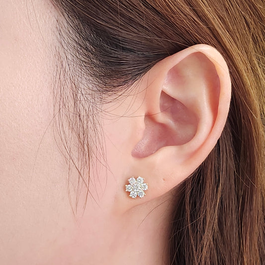 1ct Lab Diamond Stud Earring /Diamond flower Stud Earrings / Anniversary gift  Gift for her  Flower Stud Earring