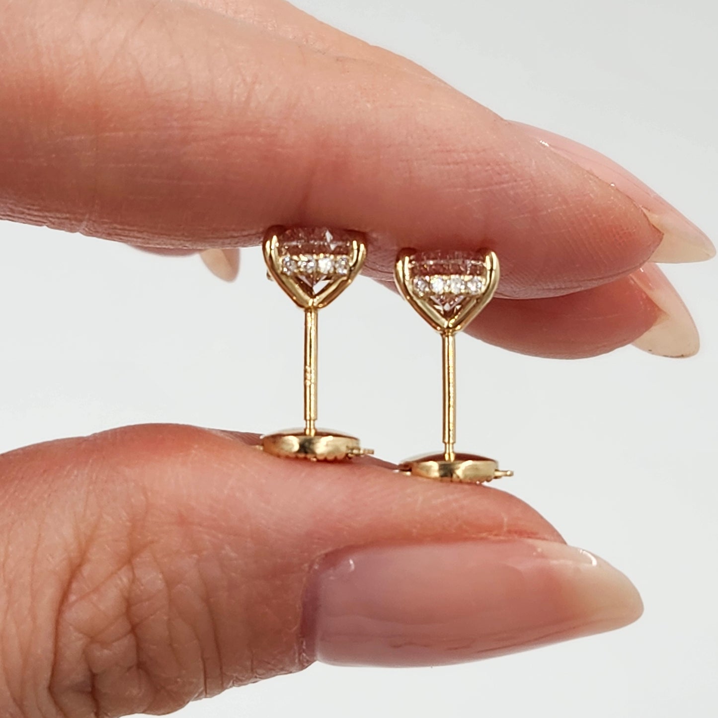 Lab Grown Diamond Pear Stud Earrings: 14k Gold, Hidden Halo, Wedding Jewelry - Anniversary gift