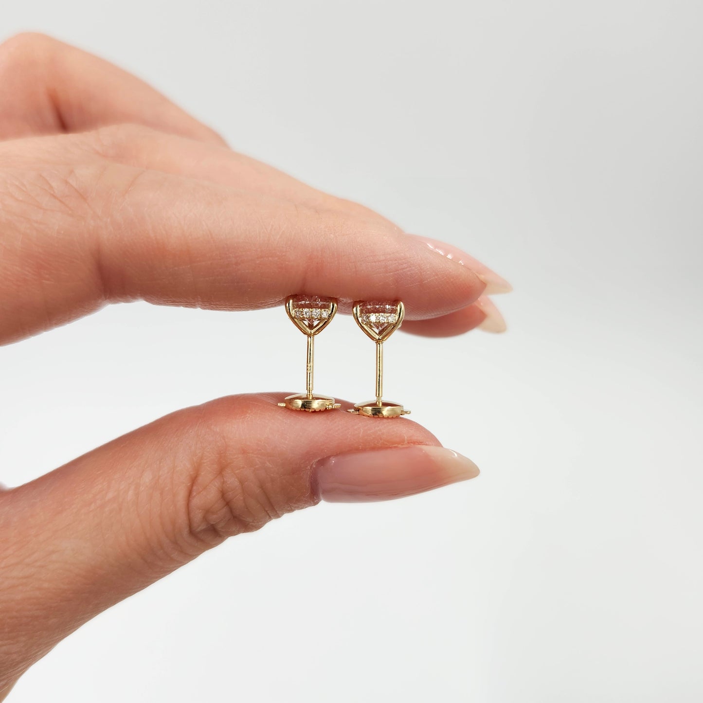 Lab Grown Diamond Pear Stud Earrings: 14k Gold, Hidden Halo, Wedding Jewelry - Anniversary gift