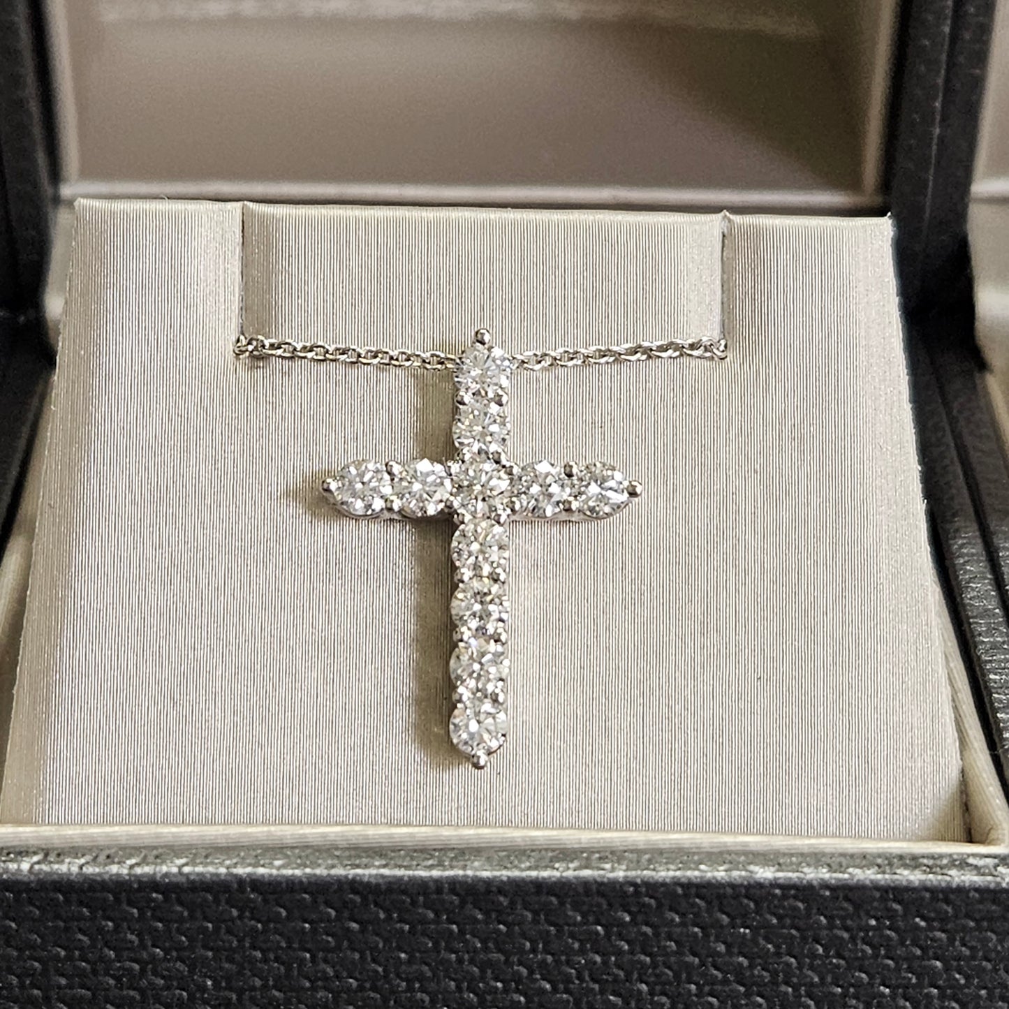 1ct Round Diamond Cross Pendant / Religious Diamond Cross Pendant / Adjustable Length / 14K Gold Cross Necklace / Anniversary Gift