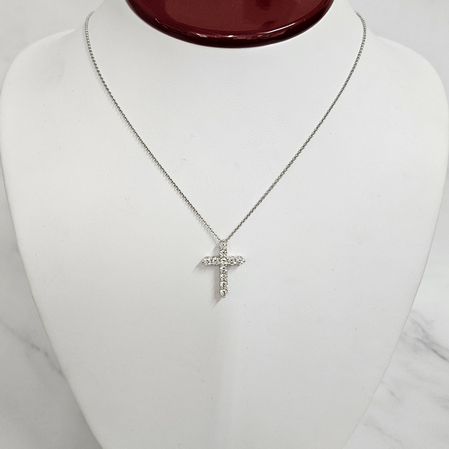 1ct Round Diamond Cross Pendant / Religious Diamond Cross Pendant / Adjustable Length / 14K Gold Cross Necklace / Anniversary Gift