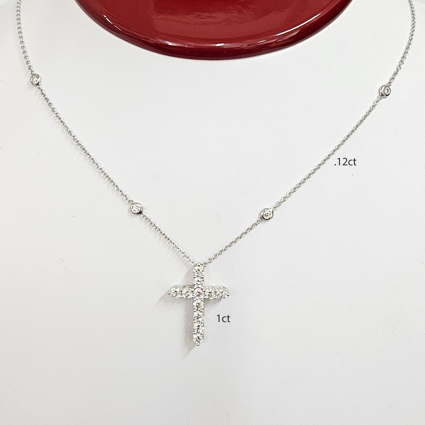 1ct Round Diamond Cross Pendant / Religious Diamond Cross Pendant / Adjustable Length / 14K Gold Cross Necklace / Anniversary Gift