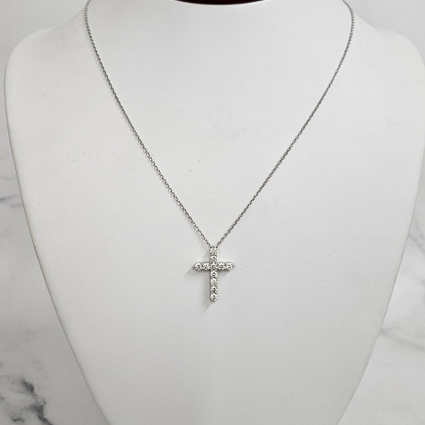 1ct Round Diamond Cross Pendant / Religious Diamond Cross Pendant / Adjustable Length / 14K Gold Cross Necklace / Anniversary Gift