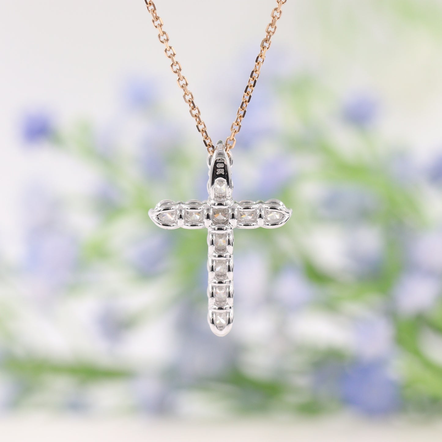 1.5ct Round Natural Diamond Cross Necklace/Luxury Cross Pendant/14K,18K Gold Cross Necklace/Adjustable Length/Gift for Her/Anniversary Gift
