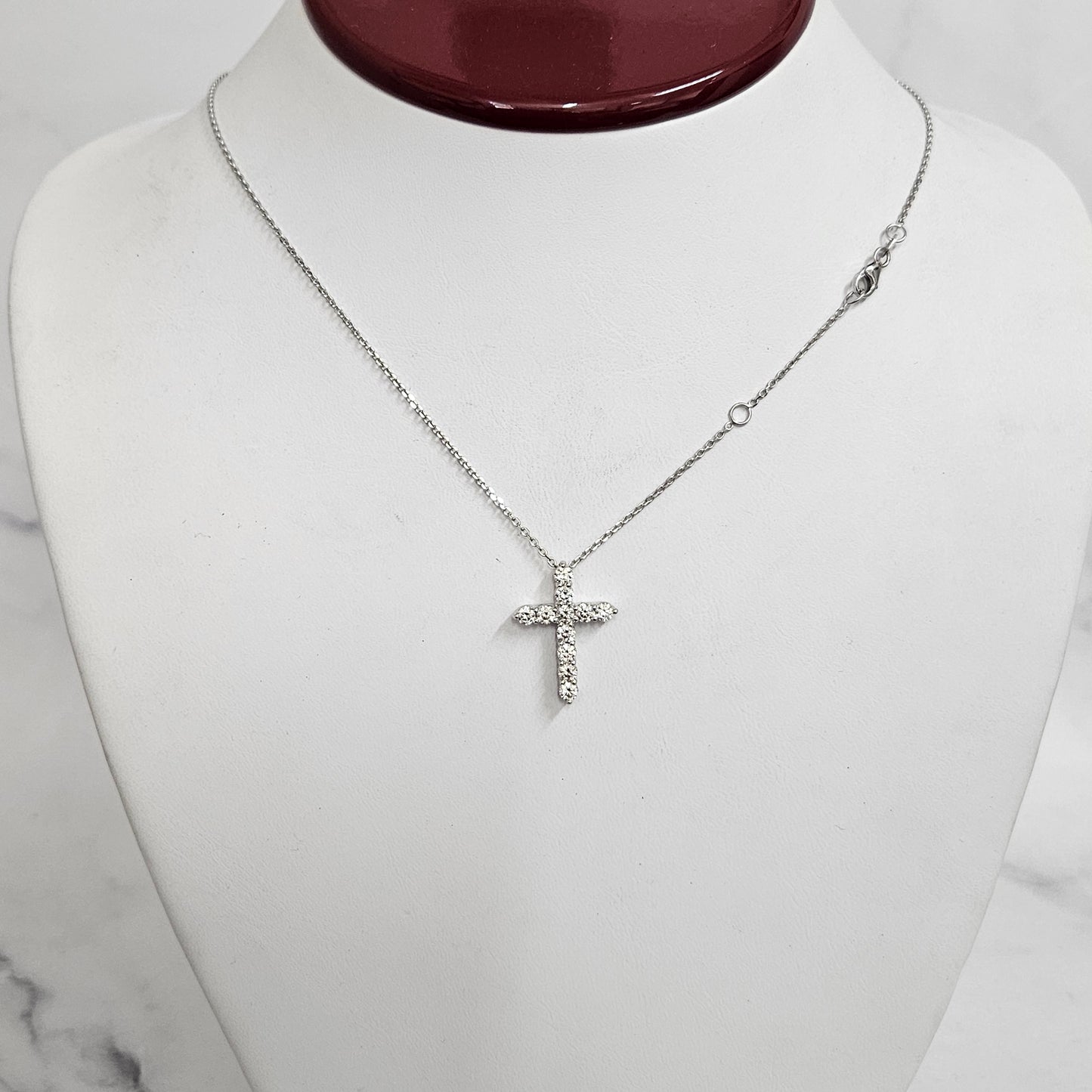 1ct Round Diamond Cross Pendant / Religious Diamond Cross Pendant / Adjustable Length / 14K Gold Cross Necklace / Anniversary Gift