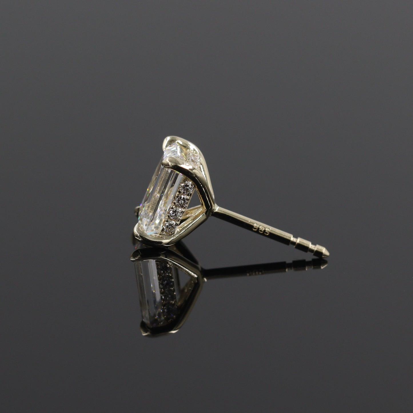 Emerald Cut Lab Grown Diamond Stud Earrings: 14k Gold Wedding Jewelry - Anniversary gift