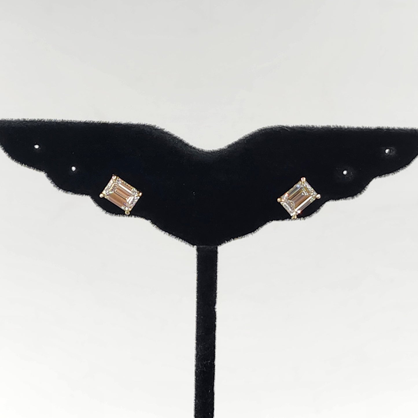 Emerald Cut Lab Grown Diamond Stud Earrings: 14k Gold Wedding Jewelry - Anniversary gift