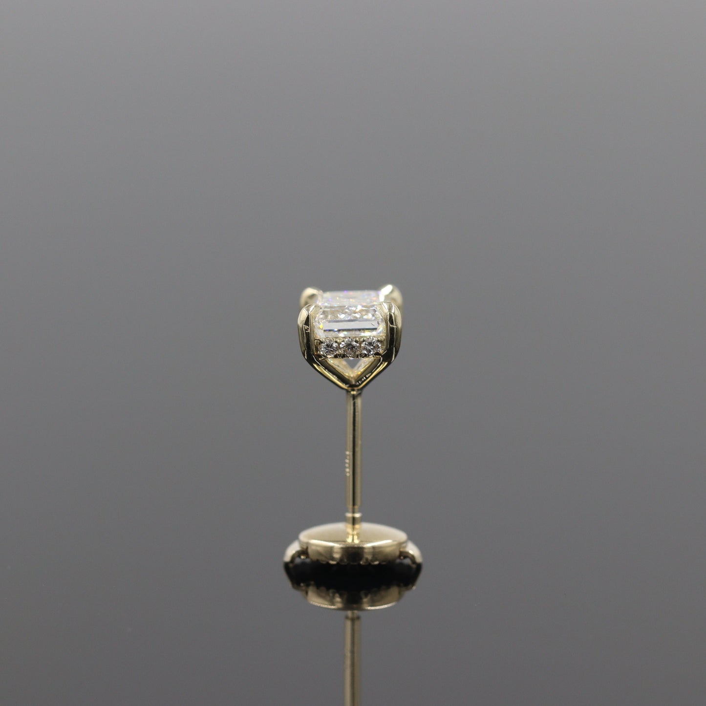 Emerald Cut Lab Grown Diamond Stud Earrings: 14k Gold Wedding Jewelry - Anniversary gift