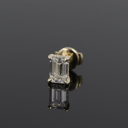 Emerald Cut Lab Grown Diamond Stud Earrings: 14k Gold Wedding Jewelry - Anniversary gift