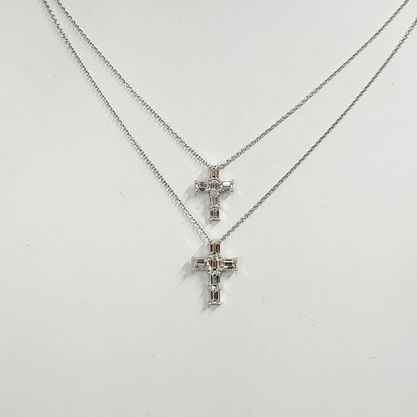 Emerald Cut Diamond small Cross Pendant /Natural Diamond Necklace/14K Gold Emerald Cut Diamond small Cross/Anniversary Gift