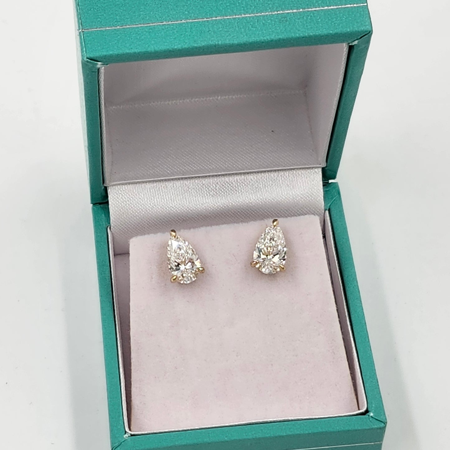 Lab Grown Diamond Pear Stud Earrings: 14k Gold, Hidden Halo, Wedding Jewelry - Anniversary gift