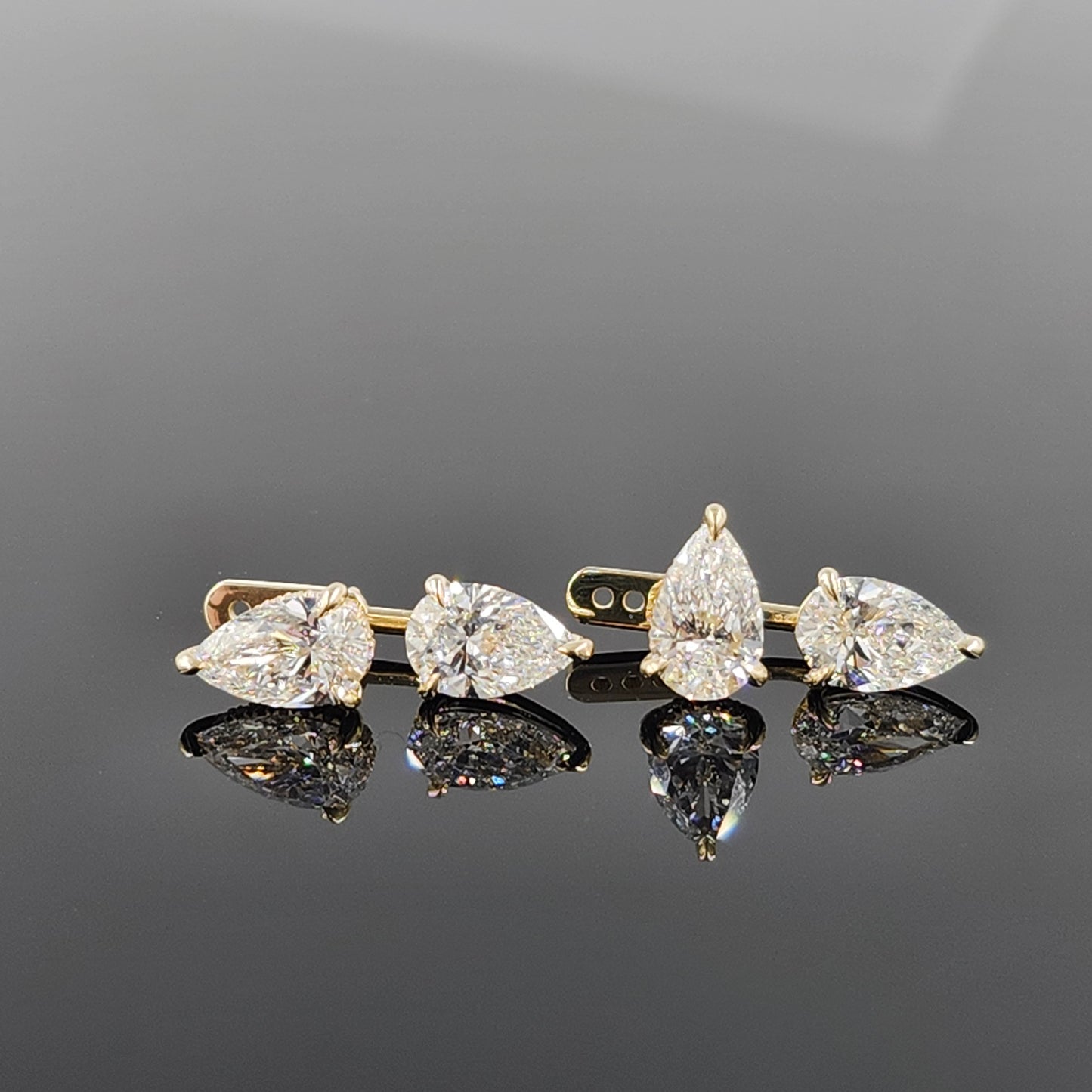 Pear Lab Diamond Jacket Earring/ Three Prong Diamond Jacket Earring/ Jacket earring only / Single or Pair Jacket Earring/ Anniversary gift