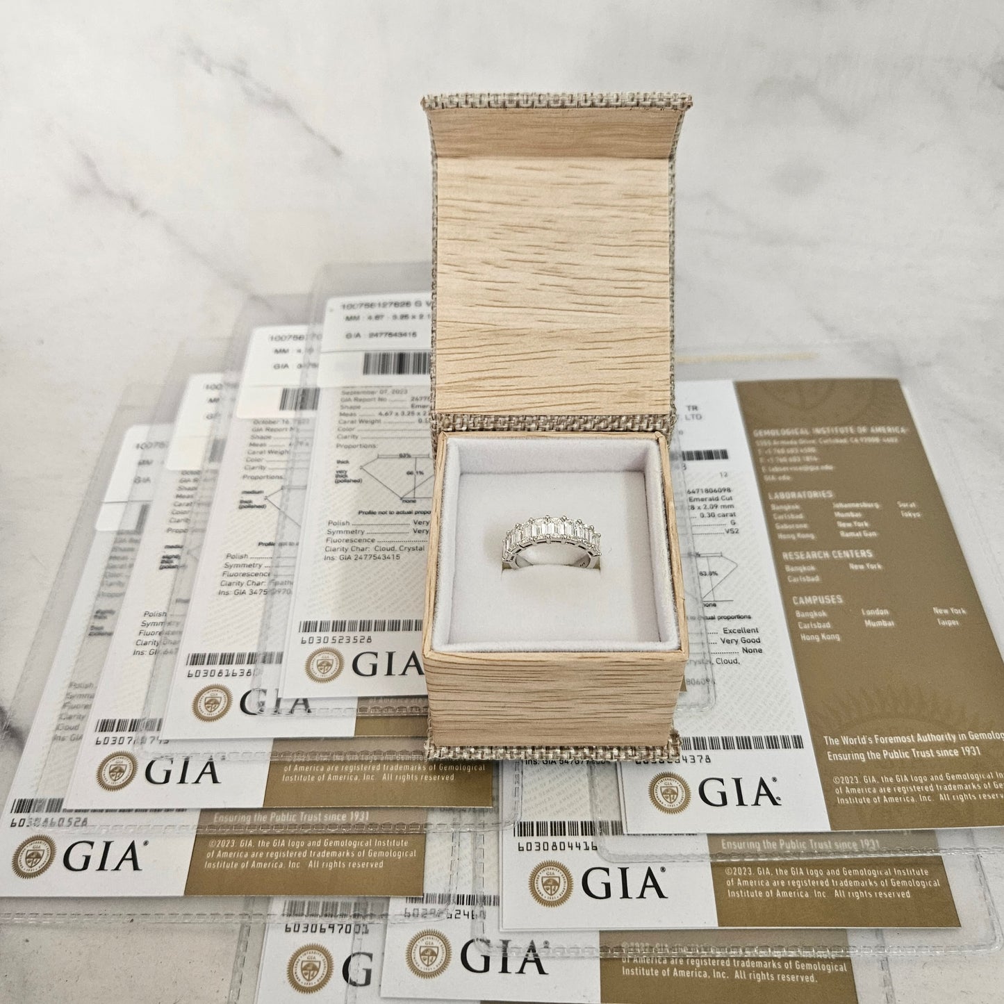 Emerald Cut Natural Diamond Ring/14K gold,18K gold, Platinum GIA Certified Emerald Cut Diamond Half Eternity Wedding Band/Anniversary gift