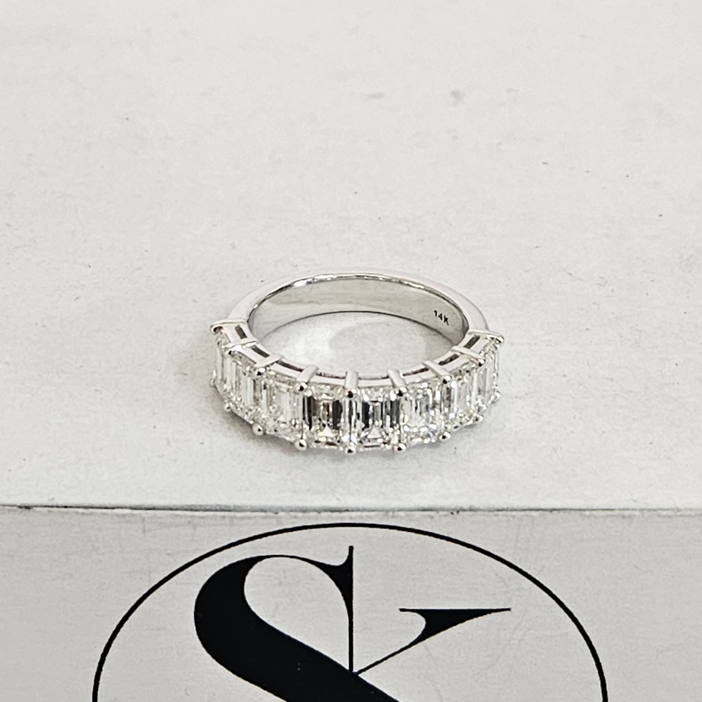 2.4ct Emerald Cut Diamond Ring/Emerald Cut Diamond Half Eternity Wedding Band/Stackable Natural Diamond Band/Anniversary gift