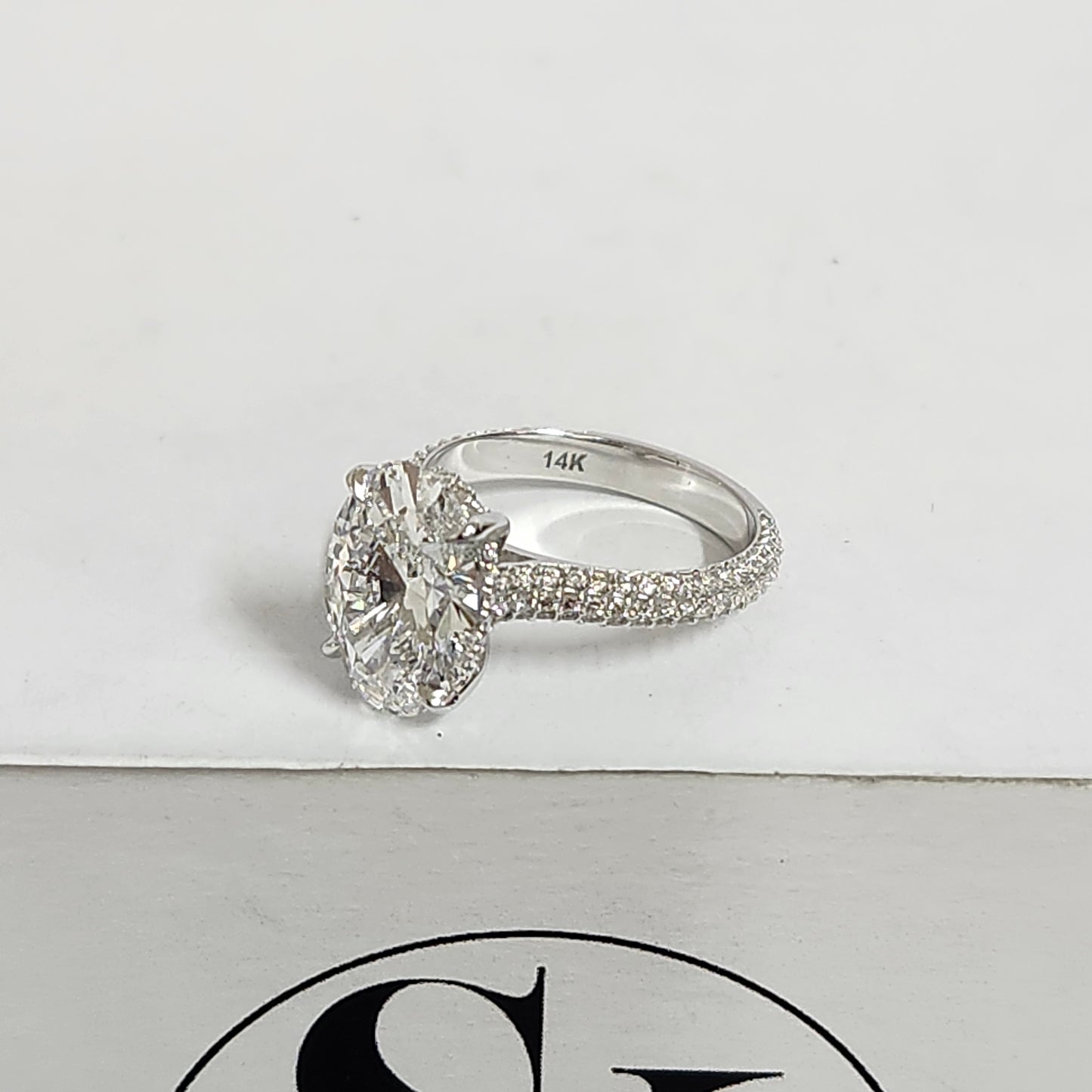 3ct Oval Lab Diamond Engagement Ring/18K gold 3 Row 2.6mm Width IGI Certified 3ct Center Lab Diamond Stackable Ring/Anniversary ring