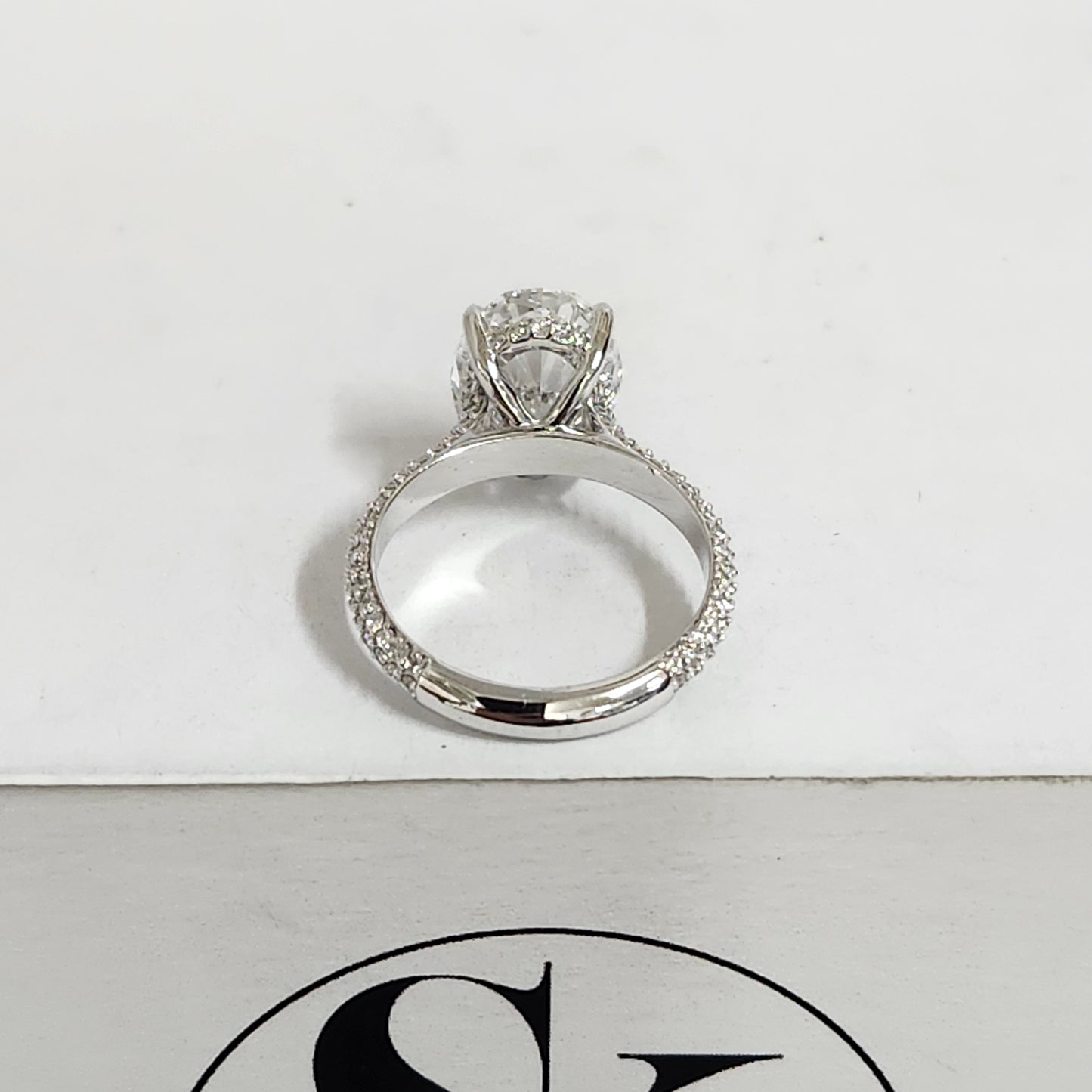 3ct Oval Lab Diamond Engagement Ring/18K gold 3 Row 2.6mm Width IGI Certified 3ct Center Lab Diamond Stackable Ring/Anniversary ring